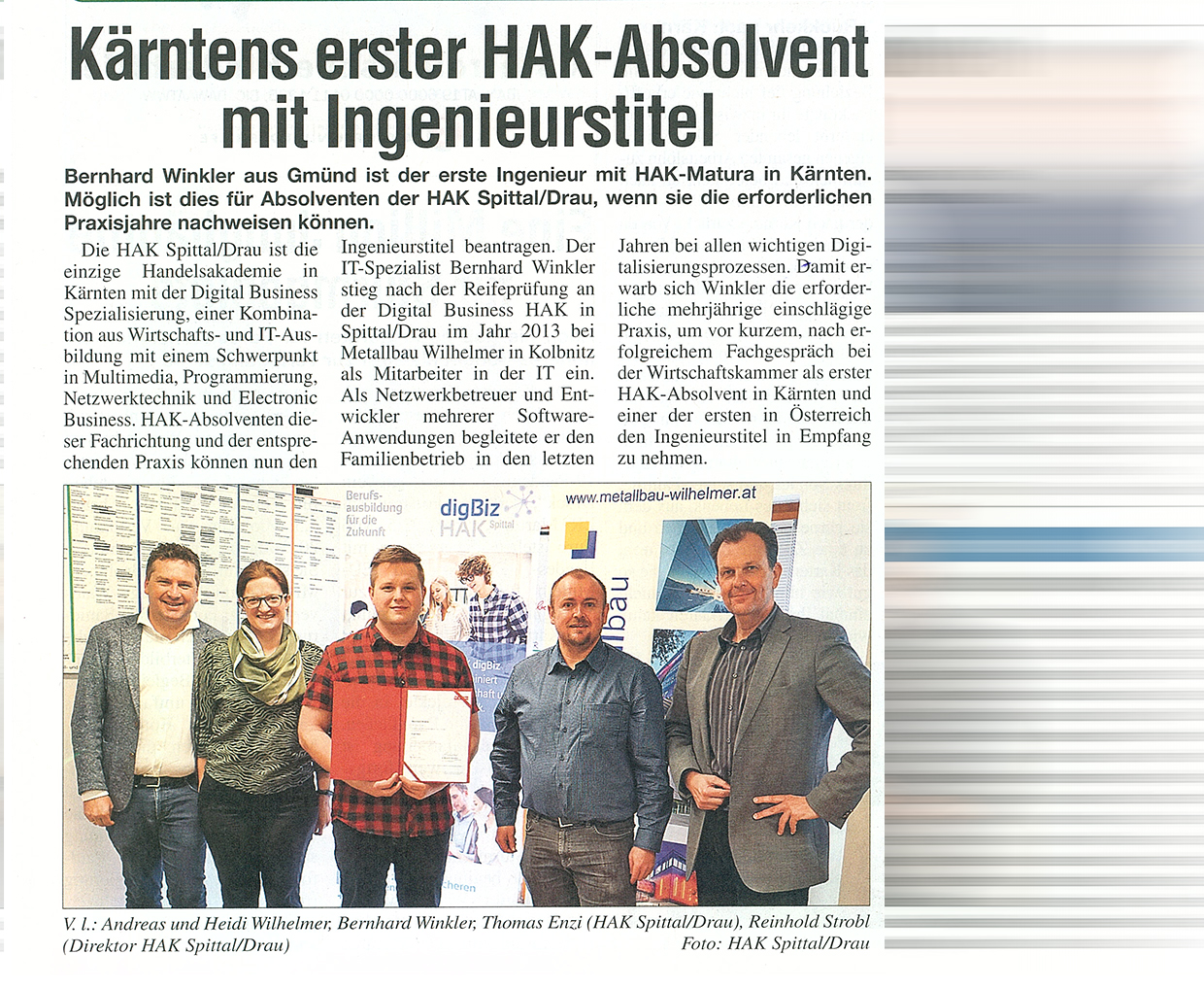 Kärntens erster HAK-Absolvent mit Ingenieurstitel